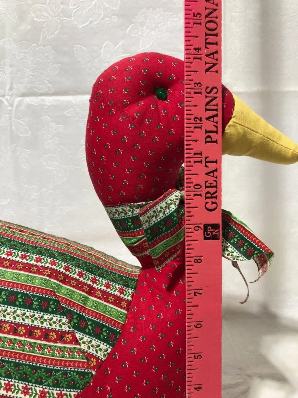 Vintage Fabric Duck Handmade Multicolor Country Cottage Grandmacore Christmas